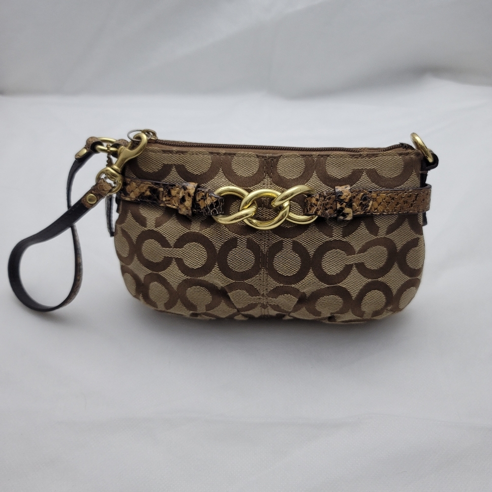 *LAST CHANCE* Coach Madison Signature Op Art With Snakeskin Wristlet